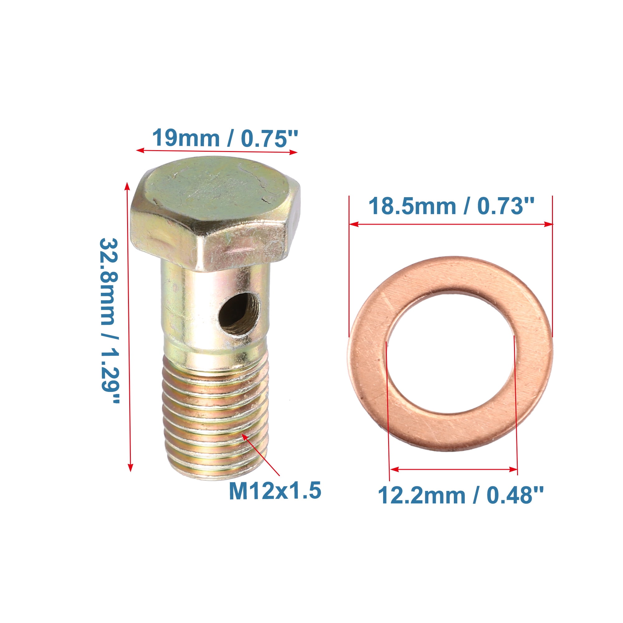 A ABSOPRO Banjo Bolt M18x1.5 10mm Banjo Hose Barb Bolt A ABSOPRO Banjo Bolt M18x1.5 10mm Banjo Hose Barb Bolt