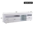 thumbnail image 4 of HMSHA Modern White TV Cabinet 70.8 Inch with USB LED Lighting,High Gloss Front Media Console with 3 Doors,Matte Finish TV Stand with Storage for Living Room and Dining Room, 4 of 12