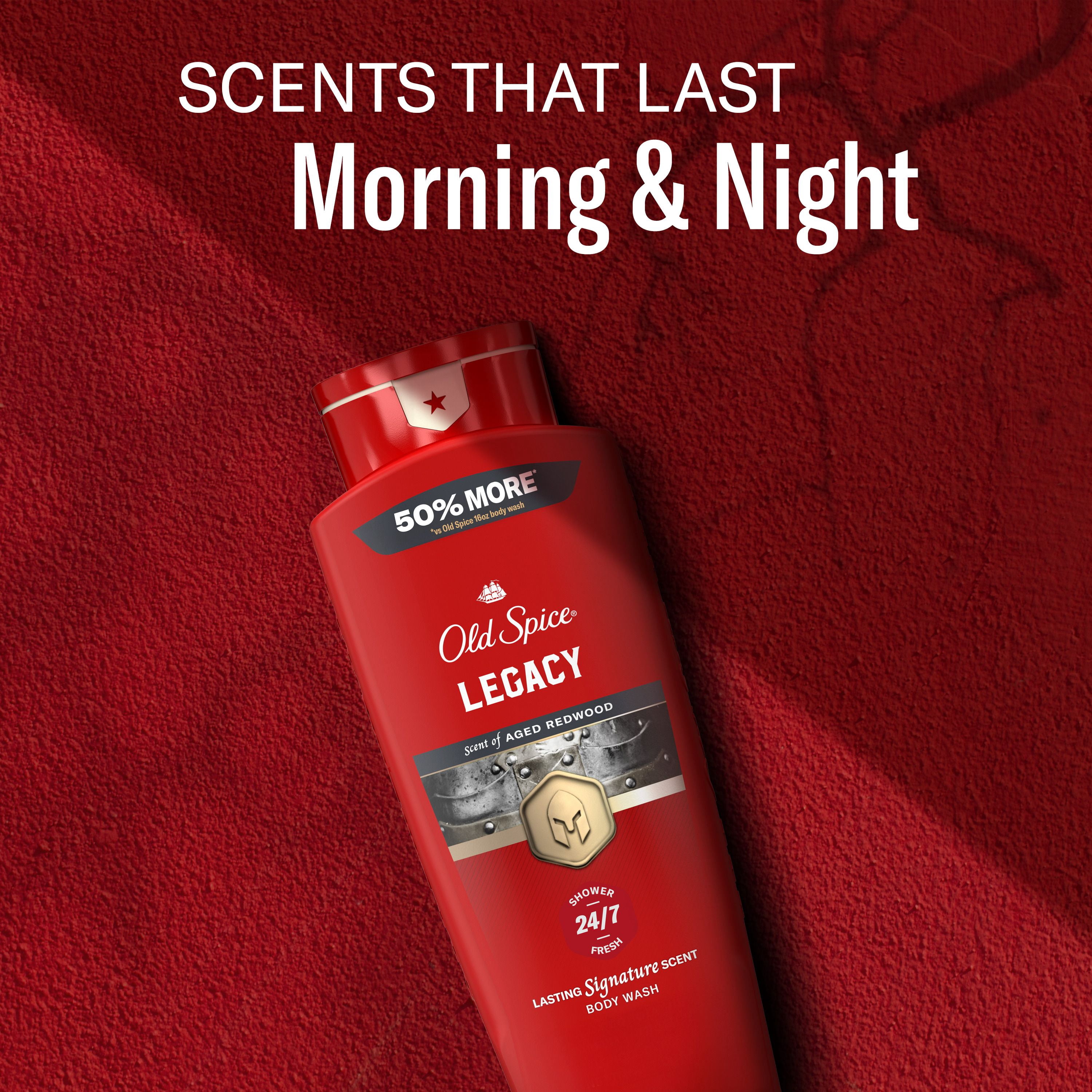 Old Spice Red Collection Body Wash for Men, Legacy Scent, Refreshing Clean, Moisturizing Formula, Long-Lasting Fragrance, 709ml
