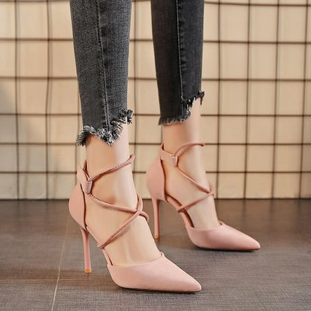 YYYTop Stilettoes Heels Women s Slingback Dressy Pumps Pointed Closed Toe Strap Crisscross Sandals Ankle Strap Elegant Wedding Pumps Formal Shoes Evening Party Dress Shoes