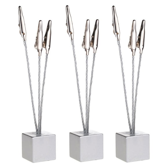 Cosmos 3 Pcs Cube Base Memo Clips Holder with Alligator Clip Clasp for Displaying Number Cards