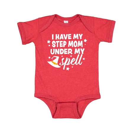 

Inktastic I Have My Step Mom Under My Spell with Cute Witch Hat Gift Baby Boy or Baby Girl Bodysuit