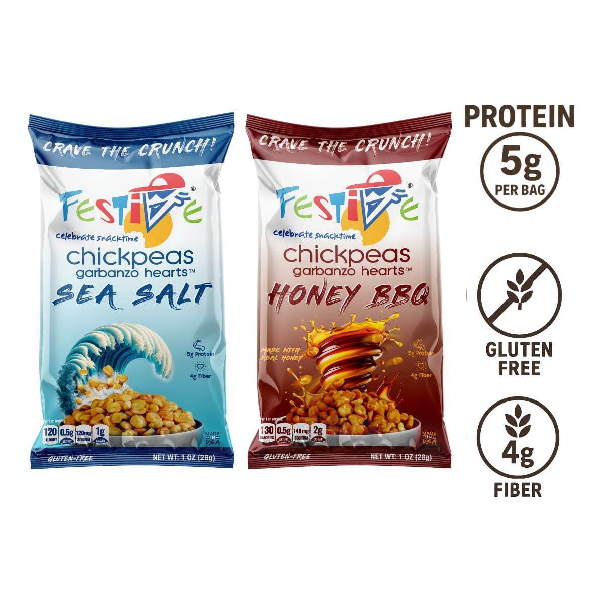 Snack Festive Roasted Chickpeas – Ultimate 12ct - High Protein Variety Snack Bag (2 Each of 6 Flavors: BBQ, Ranch, Sour Cream, Sea Salt, Spicy, Fiery Spicy) Nut Free, Non-GMO Vegan Soy-Free