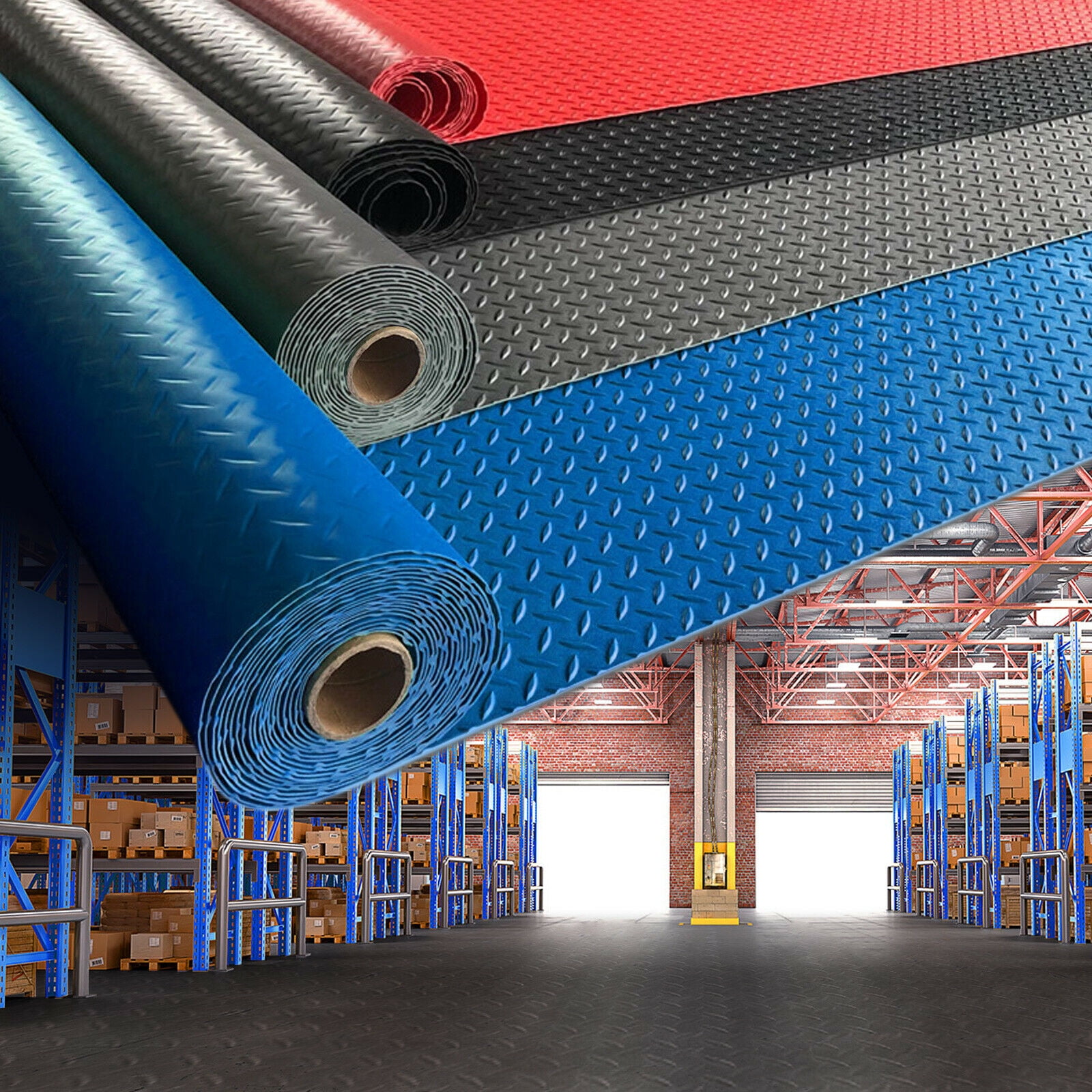 Heavy Duty Garage Floor Mat Rolls Diamond Plate Thickened PVC NonSlip