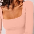 thumbnail image 5 of Womens Athletic Tops Women’s T Shirt Top for Women Elegant Long Sleeve Crop Square Neck Basic Slim Fit Top for Everyday Comfort and Modern Style Pink L, 5 of 7