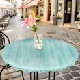 thumbnail image 4 of Turquoise Fitted Tablecloth with Elastic Edged, Round Table Cloth for Dining Table, Modern Abstract Art Ombre Striped Waterproof Oil Proof Table Cover for Indoor Outdoor 36"-44", 4 of 8