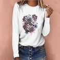 thumbnail image 2 of Leutsin T-shirt Blouse à Manches Longues Décontracté Ample à Col Rond Imprimé pour Femmes, 2 of 7