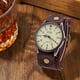 thumbnail image 5 of Pulsera de reloj antiguo Cuero de PU Banda de reloj de hombre Correa de cuero ancha Brazalete Híbrido Café oscuro Yuyangstore reloj de pulsera, 5 of 8