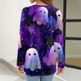 thumbnail image 6 of Halloween Tops for Women Long Sleeve Funny Cartoon Ghost Crew Neck Holiday Loose Fall Women's Tunics Trendy Vintage Blouses Tops Purple M, 6 of 6