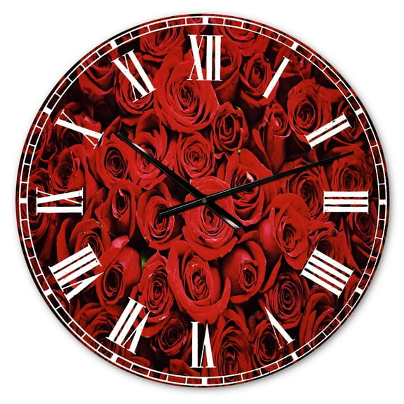 Designart 'Winter Red Rose' Traditional wall clock