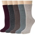 thumbnail image 1 of pares de calcetines de lana para mujeres regalos invierno cálido punto grueso cabina acogedor calcetines de tripulación, multicolor 037b, 1 of 8