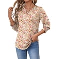 thumbnail image 3 of Fantaslook 3/4 Sleeve Womens Tops Dressy Casual Blouses V Neck Work Shirts Trendy Tops with Smocked Cuffs, 3 of 7