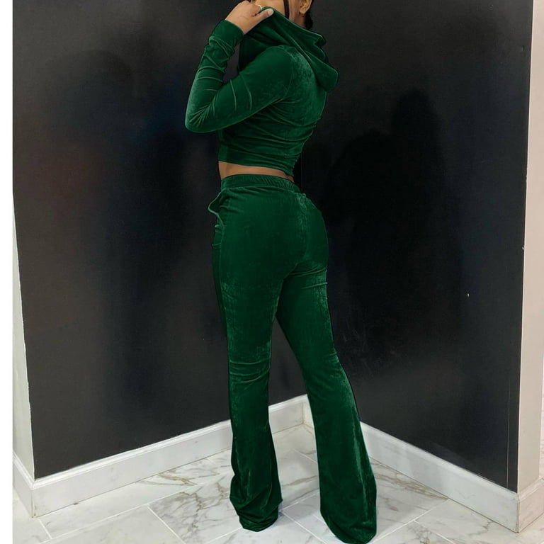 Fanxing 2025 Clearance Women's Velour Tracksuits Set Y2K Outfits
