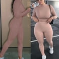 thumbnail image 4 of ZUARFY Women Solid Workout Outfits Long Sleeve Turtleneck Crop Top High Waist Leggings, 4 of 19