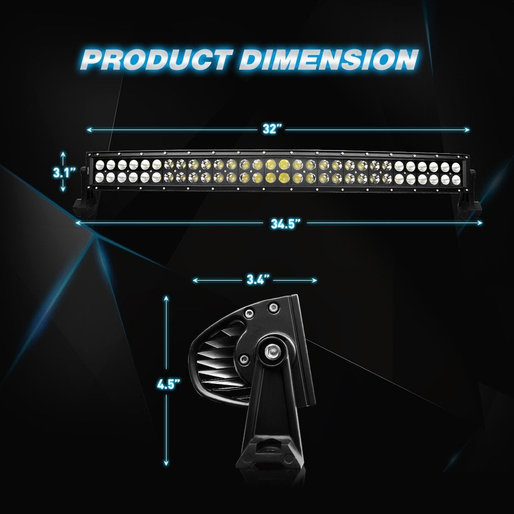 Nilight 32" 180W Spot Flood Combo High Power LED Driving Lamp LED Light Bar Off Road Fog Driving Work Lights for SUV Boat Jeep Lamp,2 Years Warranty