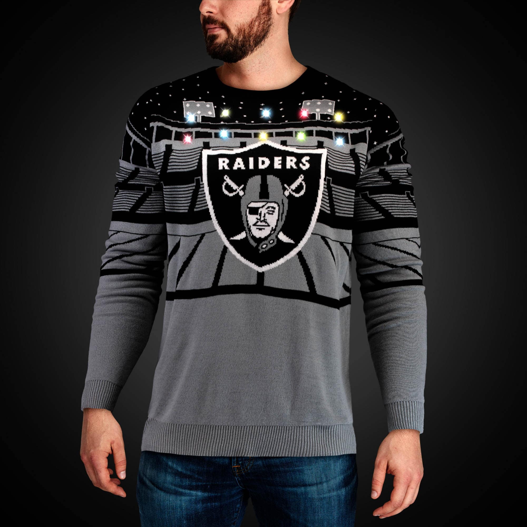 raiders light up sweater