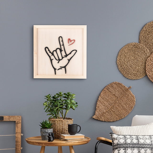 Te amo Lenguaje de señas Marco de fotos de madera Gesto de amor yeacher Marco de la foto
