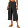 thumbnail image 6 of Ahabrexf Women's Natural Fiber Linen Cropped Pants, Elastic Waist Wide Leg Pocketed Casual Cropped Trousers for Summer Daily Wear, 6 of 6
