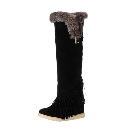

ZHAGHMIN Vintage Buttery-Soft Waterproof Wool Lining Boots Women S Breathable Winter Fashion Tassel Thermal Shoes Boots Retro Thigh Colors Women S Boots Womens Boots Winter Boots For Women No Heel S