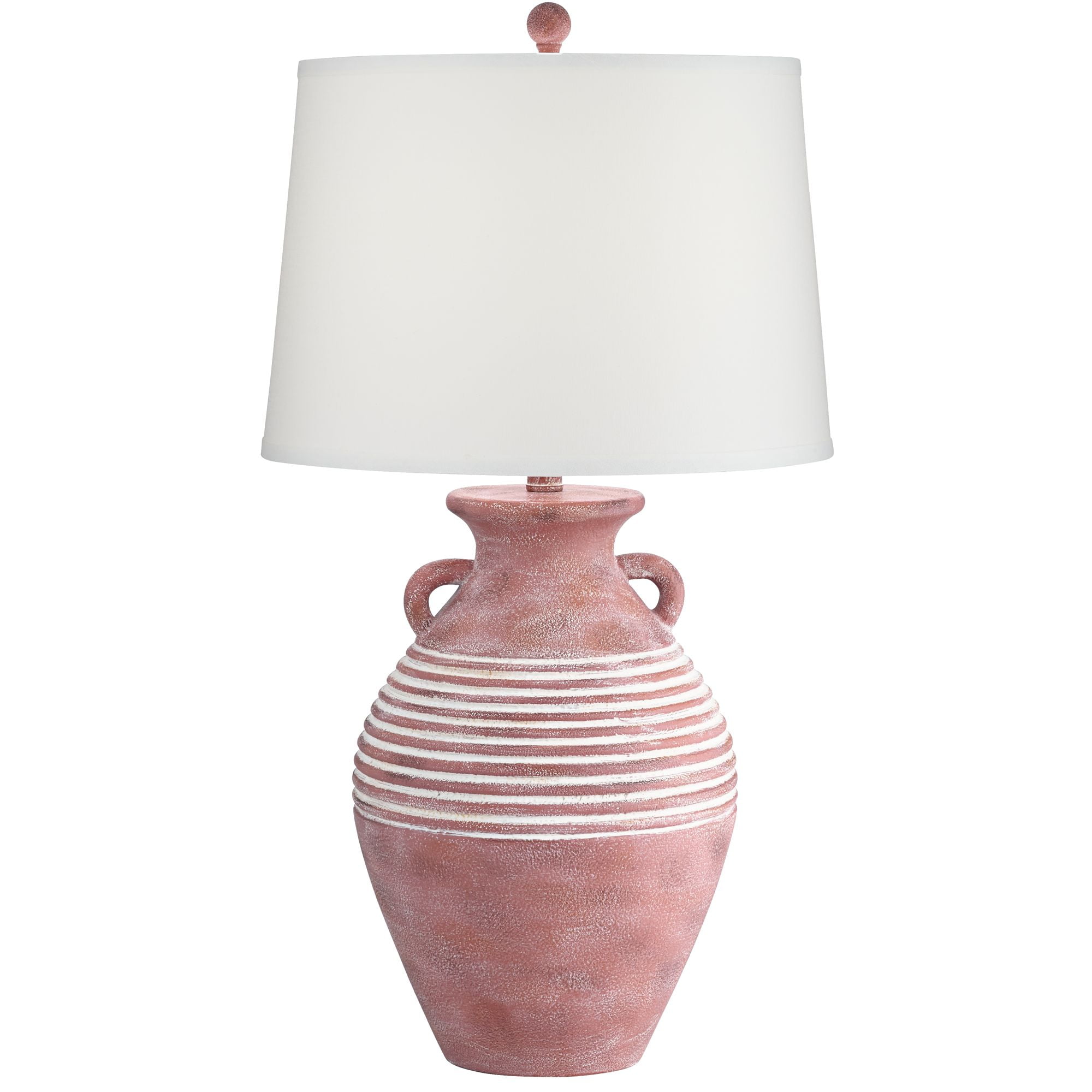 John Timberland Sierra Rustic Table Lamp Southwest 30" Tall Red Brown Sandstone Linen Drum Shade for Bedroom Living Room Bedside Nightstand Office
