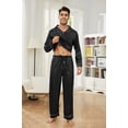 thumbnail image 3 of U2SKIIN Mens Silk Pajamas, Long Sleeve Men Satin Pajamas Set Striped Button Down 2-Piece Pjs Set,(Black Stripe,M), 3 of 6