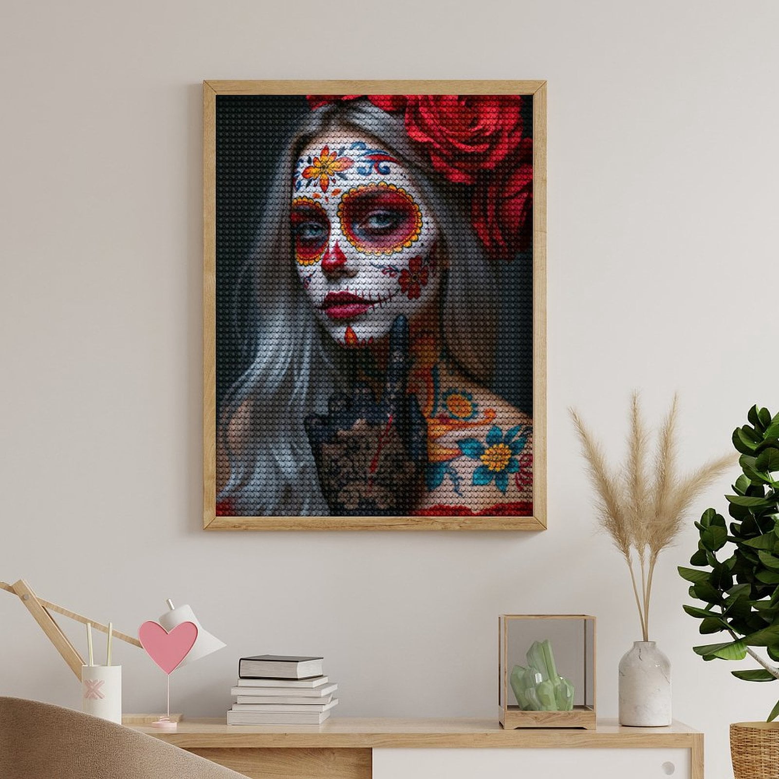 Diamond Art Kits for Adults, Colorful Face Paint Floral Art 5D Diamond Painting Kits for Adults Beginners, DIY Full Drill Diamond Painting, Gem Art and Crafts 12x16