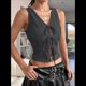 thumbnail image 5 of Chaleco con Lazo Frontal para Mujer, Top Corto Abierto, Chaleco de Verano Sin Mangas, Atuendos Y2K, Camisa Gris Oscuro L, 5 of 8