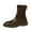 Brown, variant on Lovskoo 2024 Mid Calf Boots for Women Round Toe Platform Side Zipper Fall Short Booties Black