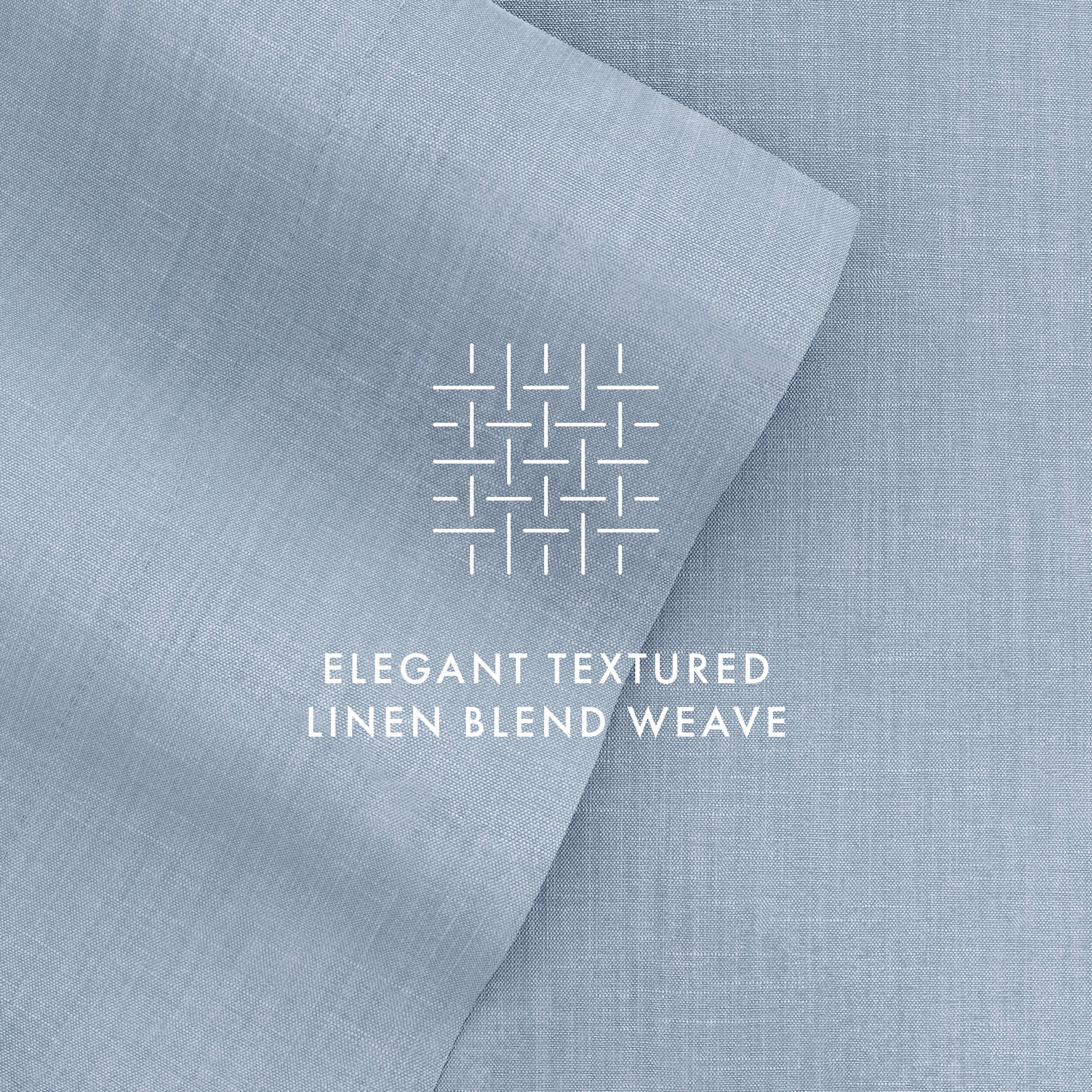 Noble Linens 4 Piece Linen Bamboo-Blend Bed Sheet Set, Light Blue, King