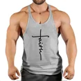 thumbnail image 4 of Camiseta sin mangas con capa Base y letras de Color sólido de verano para hombre, camiseta informal deportiva holgada al por mayor, 4 of 5