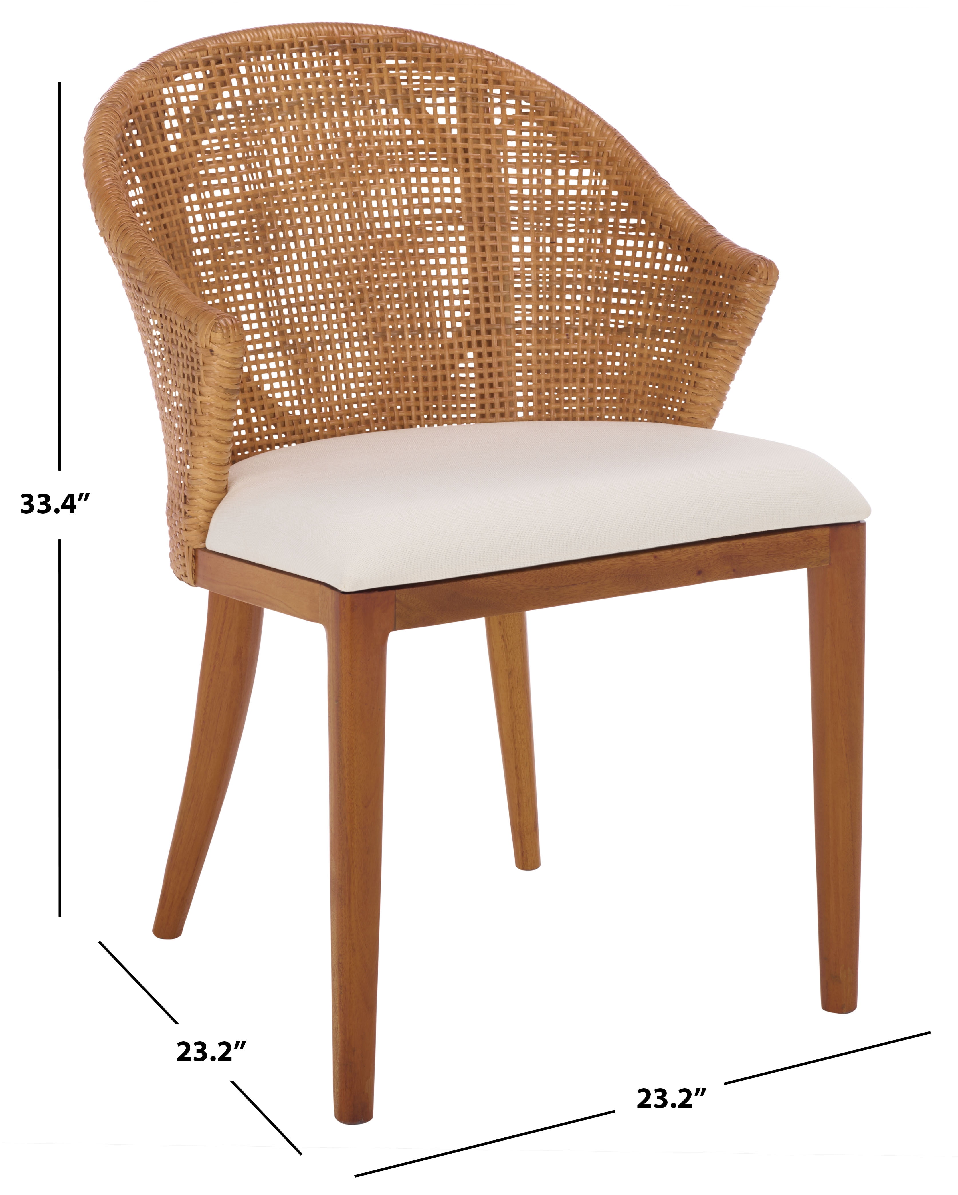 Safavieh Mura Modern Wood and Rattan Dining Arm Chair, Honey/ Ivory