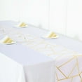 thumbnail image 3 of Efavormart 9 Ft Metallic White/Gold Foil Geometric Pattern Blush Polyester Table Runner, 3 of 10