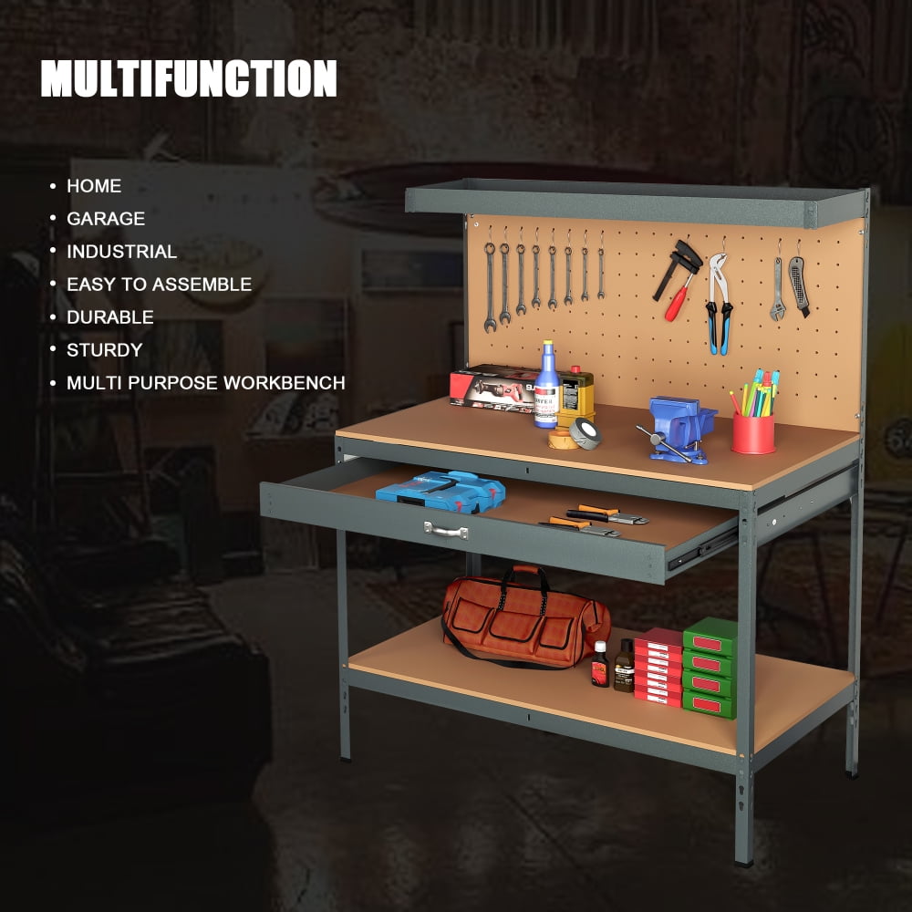 Steel Garage Work Bench Tool Box Workbench Storage With Drawers