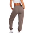 thumbnail image 3 of ALLLIST Elastic Waist Women Pants Joggers Plain Brown Knit Pants Teen's Pants, 3 of 6