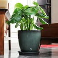 thumbnail image 2 of Hyasfey Deep Flower Pot Imitation Ceramic Plant Pot with Drainage Hole Resin Monstera Planter with Saucer for Indoor Outdoor Plants Home Garden Office Decor, 2 of 7