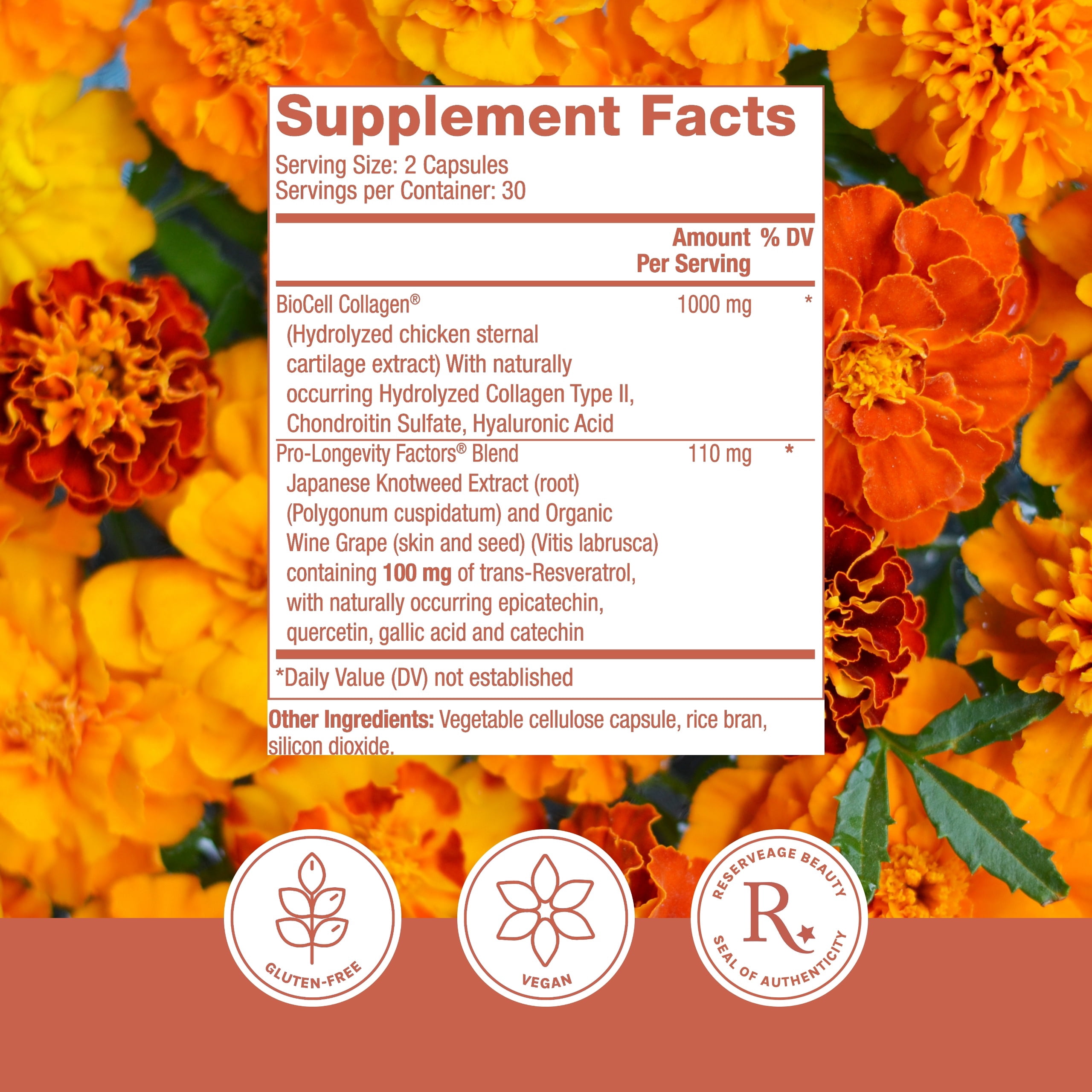 Reserveage Nutrition Collagen Booster with Hyaluronic Acid and Resveratrol