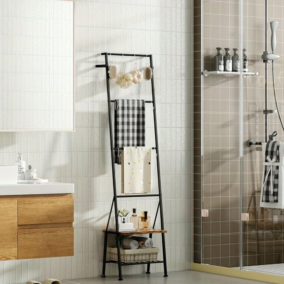 ​​Blanket Ladder with Shelf | Multi-Use Towel & Display Rack | for Bedroom, Bathroom & Living Room​​