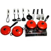 13PCS Kid Toy Play House Kitchen Utensils Cooking Pots Pans Food Dishes Cookware