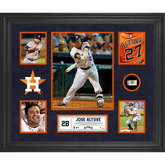 Jose Altuve Houston Astros Framed 5-Photo Collage with Piece of Game-Used Ball