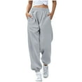 thumbnail image 2 of gakvbuo High Waiste Sweatpants Women Baggy Bottoms Active Workout Athletic Joggers Pants With Pockets Women Elastic Waist Trousers Long Straight Fall Cropped Pants, 2 of 8