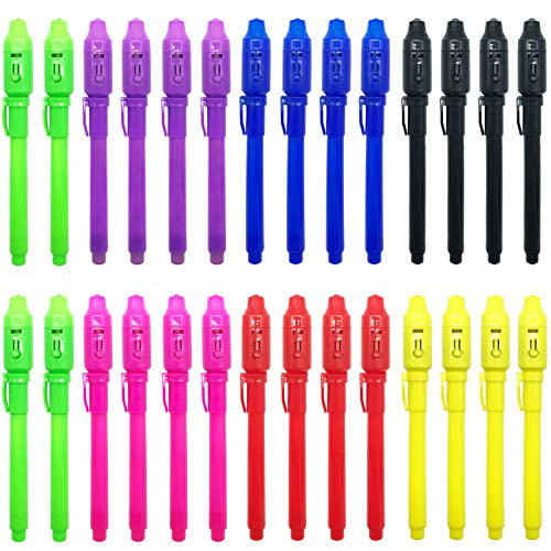 DxJ Invisible Ink Pen 7pcs Spy Pen with UV Light Magic Pens for Secret Message and Party for Easter Halloween Christmas