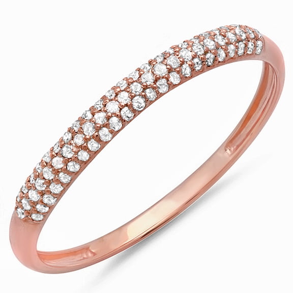 Dazzlingrock Collection 0.20 Carat (ctw) 18k Round Diamond Ladies Bridal Wedding Stackable Band 1/5 CT, Rose Gold, Size 8