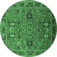 thumbnail image 1 of Ahgly Company Indoor Round Oriental Emerald Green Traditional Area Rugs, 3' Round, 1 of 4