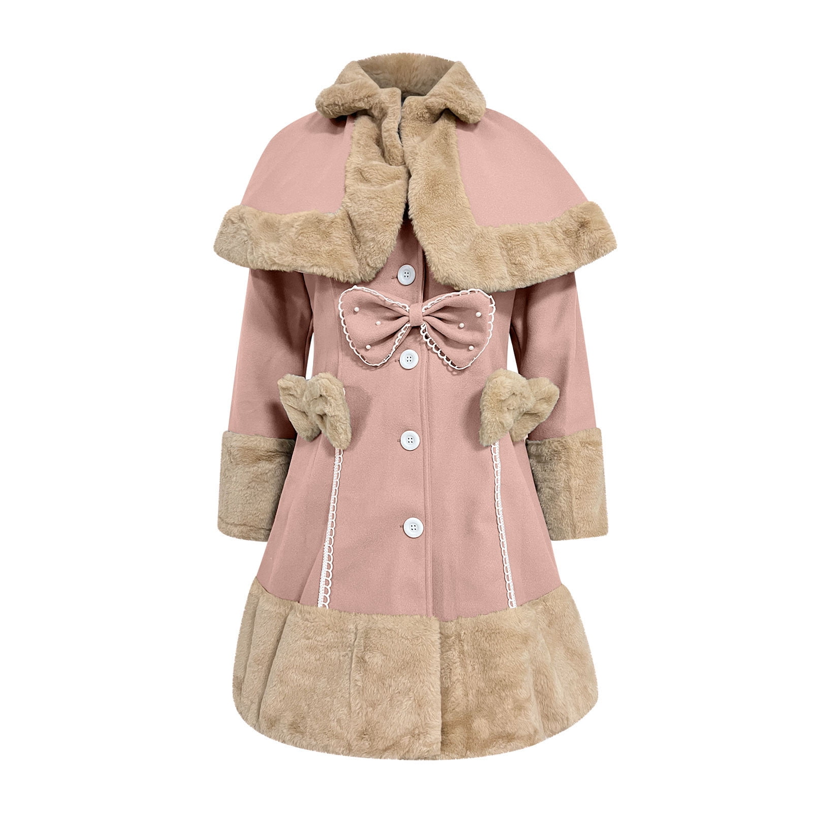 Women Faux Fur Cloak Lolita Dress Long Sleeve Woolen Fluffy Women Faux Fur Cloak Lolita Dress Long Sleeve Woolen Fluffy