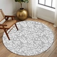 thumbnail image 2 of Large Round Rug 8Ft Washable Non-Slip, Grey Spring Floral Circle Area Rugs for Living Room Bedroom, Farmhouse Flowers Elegant Pastoral Indoor Floor Mats Carpet Runner for Home Decor, 2 of 8