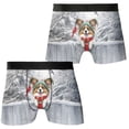 thumbnail image 3 of Playful Papillon Welcomes Winter Snowy Day with Cardinal Bird All Over Print Boxer Briefs Underwear for Men Dad Pap Butterfly Dog Lover - 12017, 3 of 6