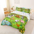 thumbnail image 3 of Manfei Kawaii Cow Horse Dog Duck Queen Comforter Set 3 Pieces,Cartoon Farm Animal Comforter Sets Queen,Green Blue,1 Comforter and 2 Pillowcases,Reversible, 3 of 6