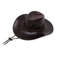 thumbnail image 4 of Sombrero de vaquero para hombre, sombrero de jazz de ala ancha con correa ajustable para la barbilla, duradero Café, 4 of 9