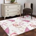 thumbnail image 3 of 3'x5' Area Rugs, Pink Santa Christmas Indoor Outdoor Area Rug for Living Room Bedroom, Xmas Tree Winter Snowflake Washable Bathroom Rugs Kitchen Floor Carpet Mats Home Decor Aesthetic, 3 of 8