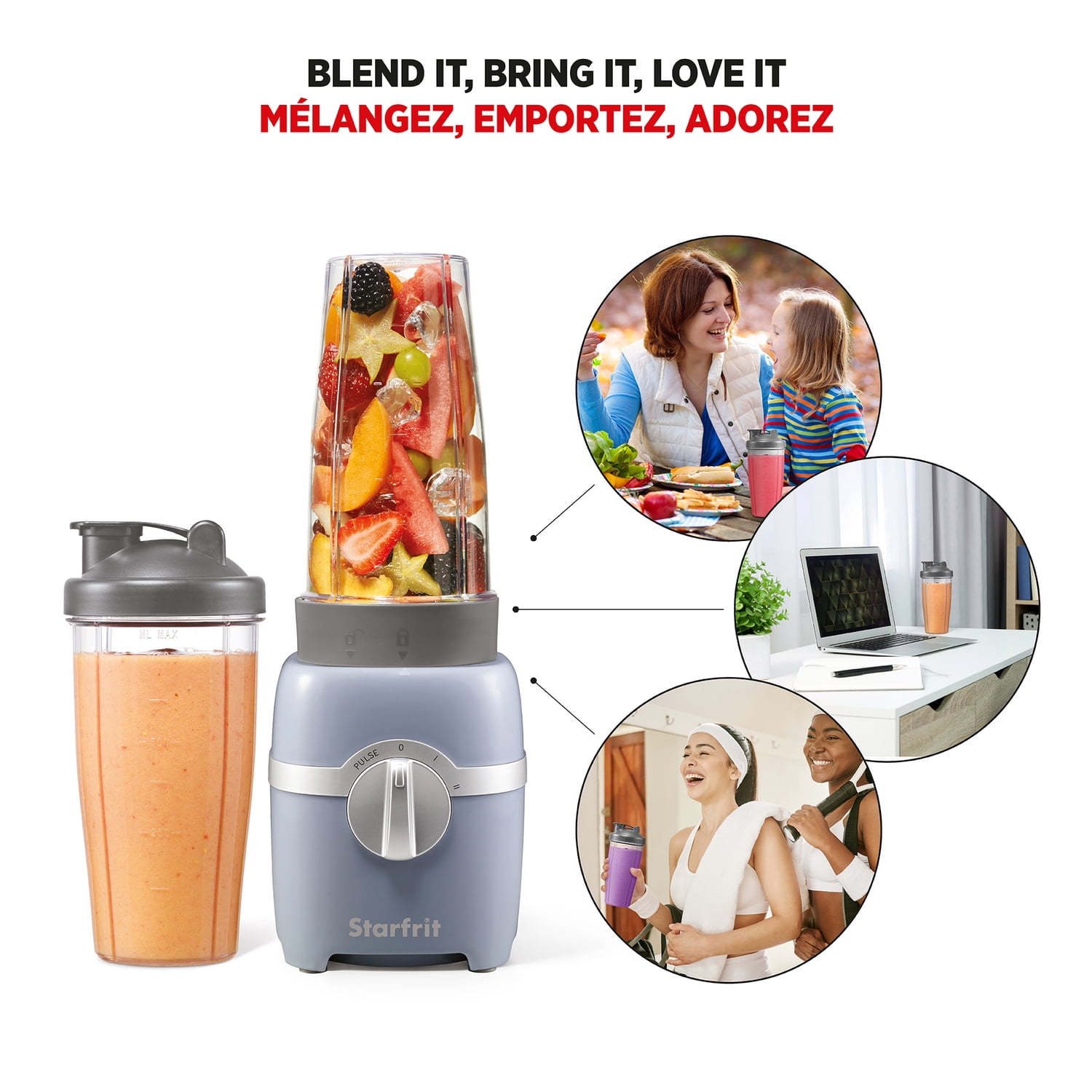 Starfrit 300-Watt 3-Speed Electric Personal Blender (Gray), 024325-003-0000